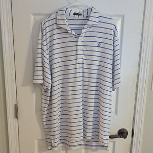 Classic White and Blue Striped Polo Shirt